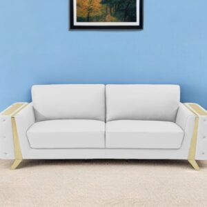 The Monroe – White Italian Leather Sofa with Gold Legs