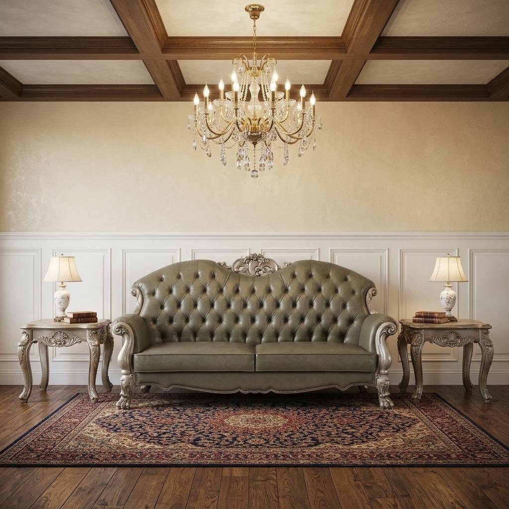 The Oryndal – 96" Bone Faux Leather Sofa with Toss Pillows & White Legs - Image 2