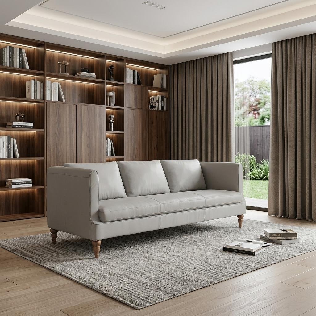 The Ravello – Gray Leather Sofa - Image 2