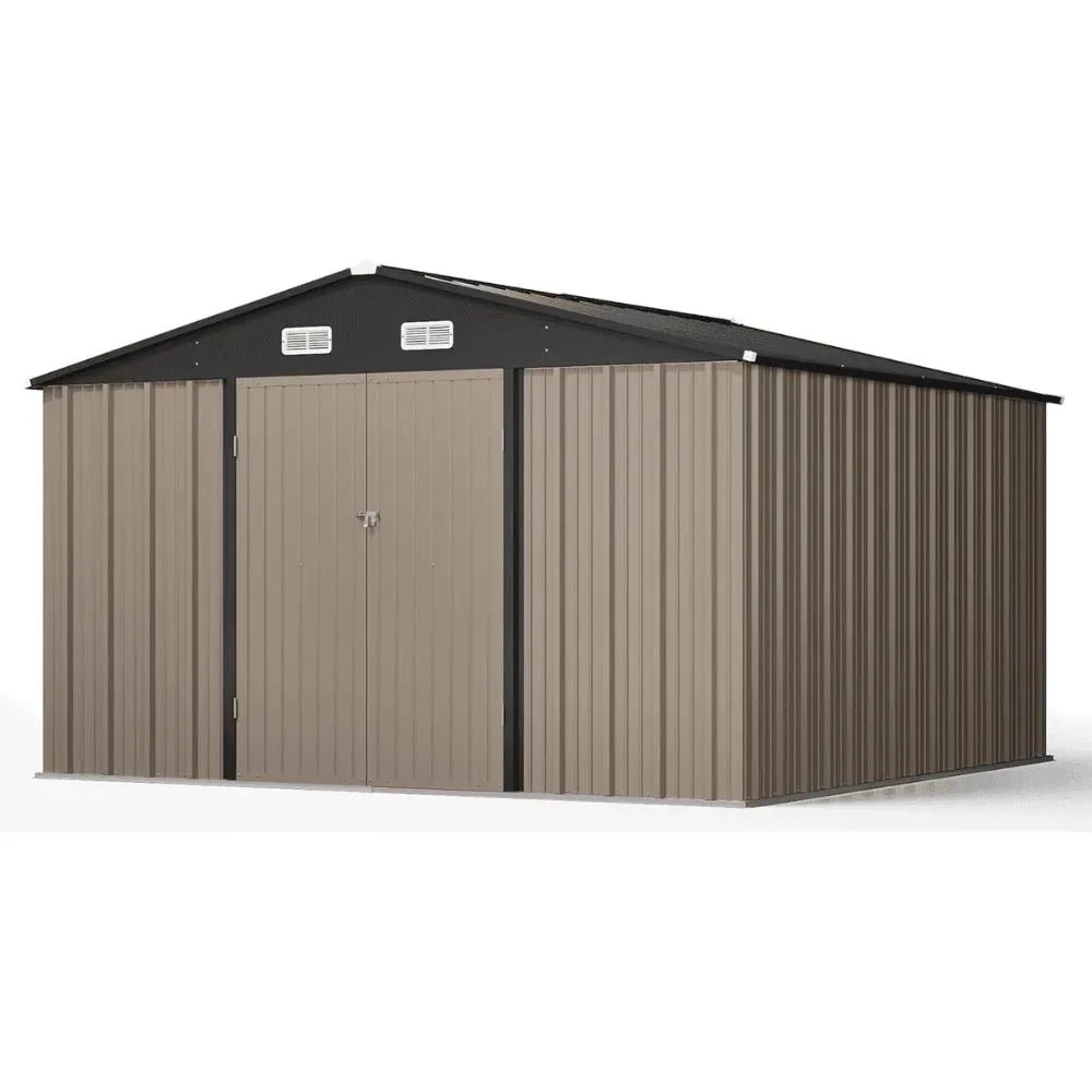 VEIKOUS 10 ft. x 10 ft. Outdoor Metal Storage Shed with Lockable Door and Vents, Gray - Image 2