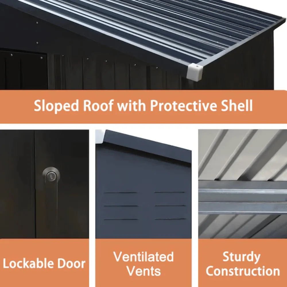 Veikous 10 ft. x 12 ft. Outdoor Metal Storage Shed with Lockable Door and Vents, Gray - Image 4