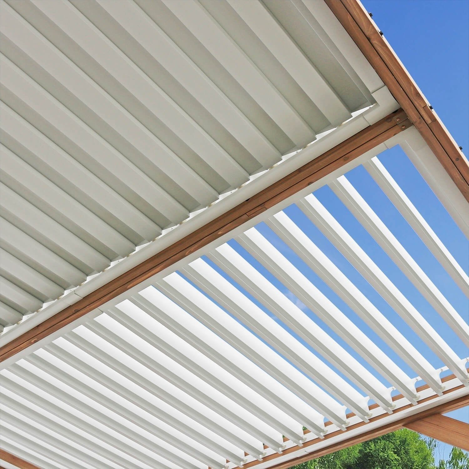 Yardistry Structures 13 x 11 ft Cedar Louvered Roof Pergola
