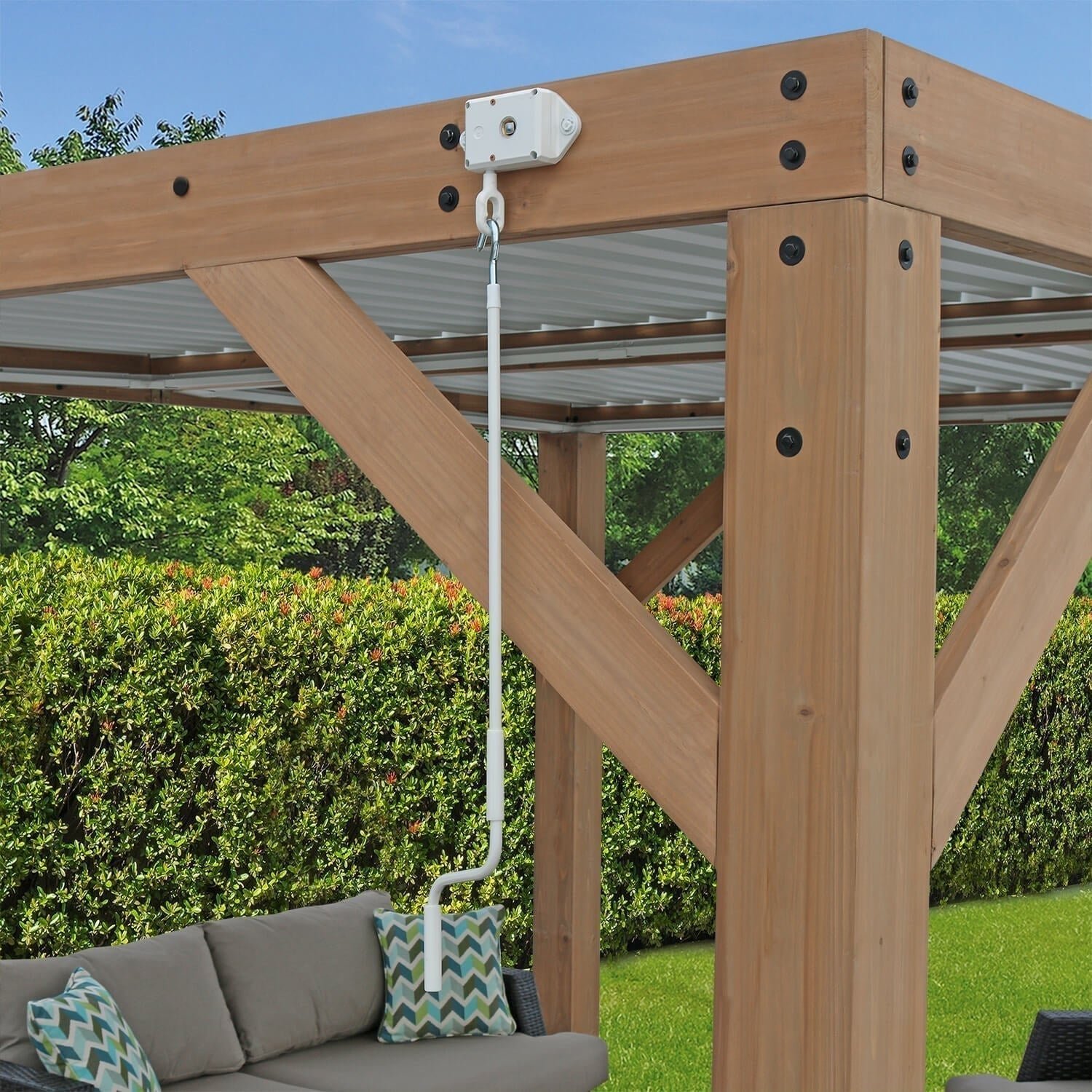 Yardistry Structures 13 x 11 ft Cedar Louvered Roof Pergola